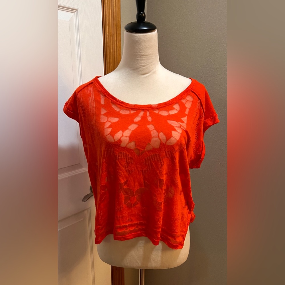 Free People Red Floral Tee
